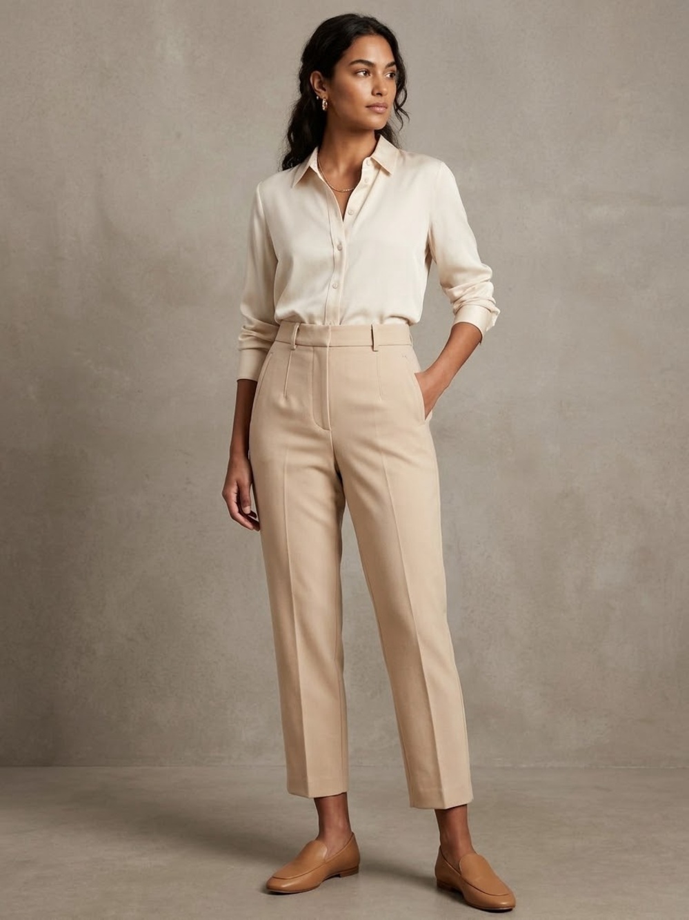 Nine West Cropped Tailored Pants in Beige